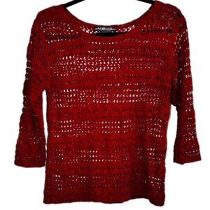 United States Sweaters Open Knit Crochet Sweater Red Size S